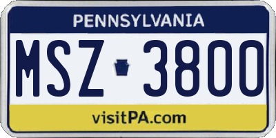 PA license plate MSZ3800