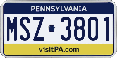 PA license plate MSZ3801