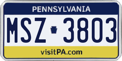 PA license plate MSZ3803