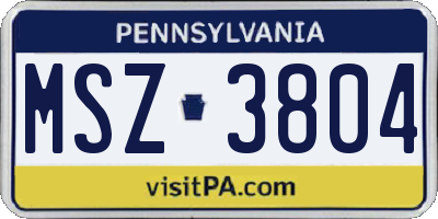 PA license plate MSZ3804