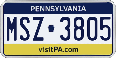 PA license plate MSZ3805