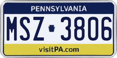 PA license plate MSZ3806