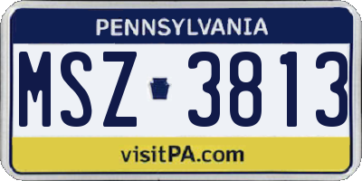 PA license plate MSZ3813