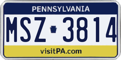 PA license plate MSZ3814