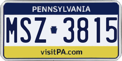 PA license plate MSZ3815