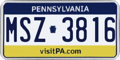 PA license plate MSZ3816