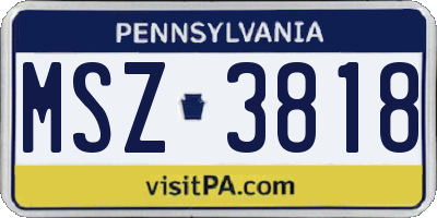 PA license plate MSZ3818