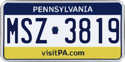 PA license plate MSZ3819