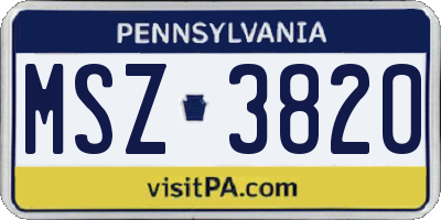 PA license plate MSZ3820