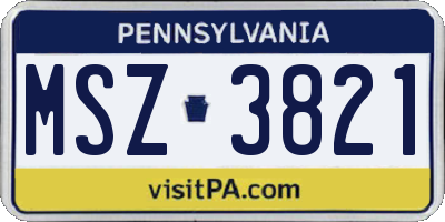 PA license plate MSZ3821