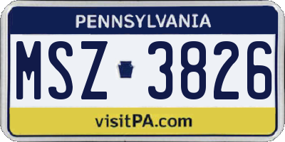 PA license plate MSZ3826