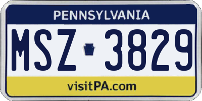 PA license plate MSZ3829