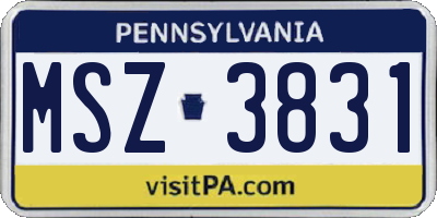 PA license plate MSZ3831