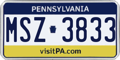 PA license plate MSZ3833