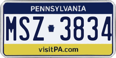 PA license plate MSZ3834