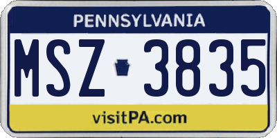 PA license plate MSZ3835