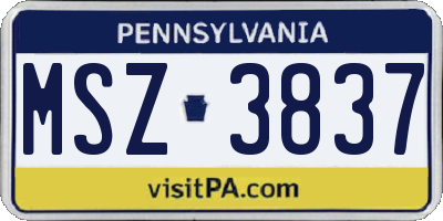 PA license plate MSZ3837