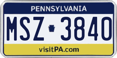 PA license plate MSZ3840