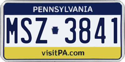 PA license plate MSZ3841