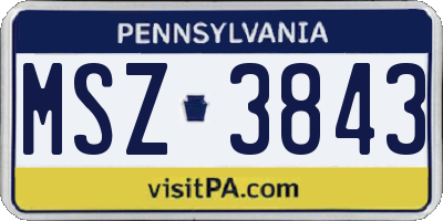 PA license plate MSZ3843