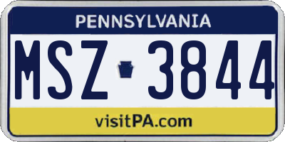 PA license plate MSZ3844