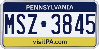 PA license plate MSZ3845