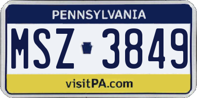 PA license plate MSZ3849