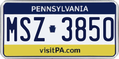 PA license plate MSZ3850