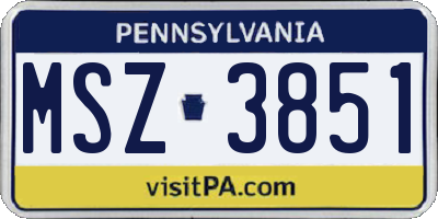 PA license plate MSZ3851