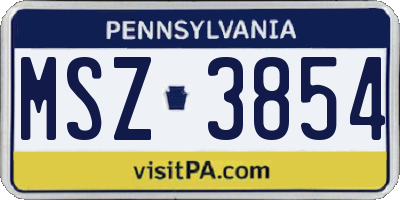 PA license plate MSZ3854