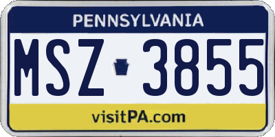PA license plate MSZ3855