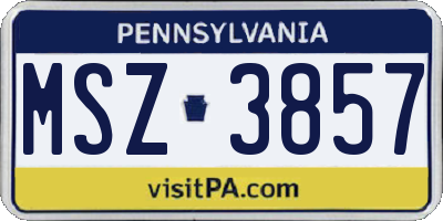 PA license plate MSZ3857