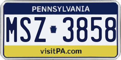 PA license plate MSZ3858
