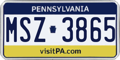 PA license plate MSZ3865