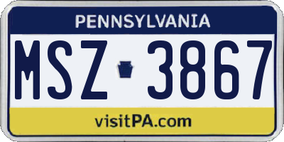 PA license plate MSZ3867