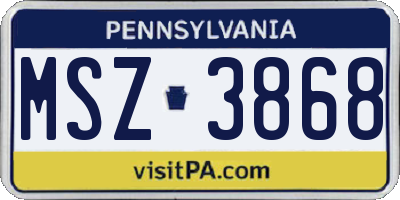 PA license plate MSZ3868