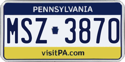 PA license plate MSZ3870