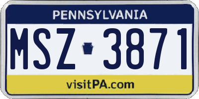 PA license plate MSZ3871