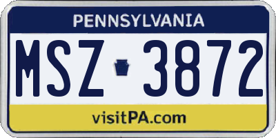 PA license plate MSZ3872