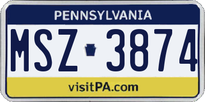 PA license plate MSZ3874