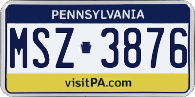 PA license plate MSZ3876