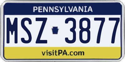 PA license plate MSZ3877