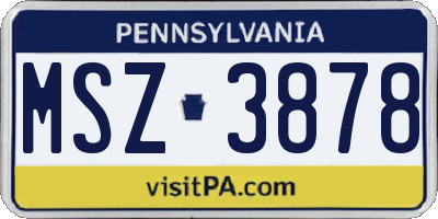 PA license plate MSZ3878