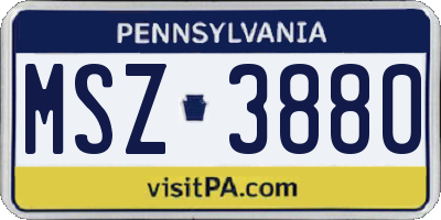 PA license plate MSZ3880