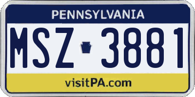 PA license plate MSZ3881