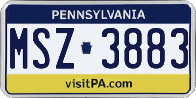 PA license plate MSZ3883