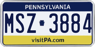 PA license plate MSZ3884