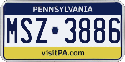 PA license plate MSZ3886