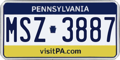 PA license plate MSZ3887