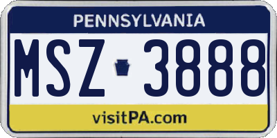 PA license plate MSZ3888